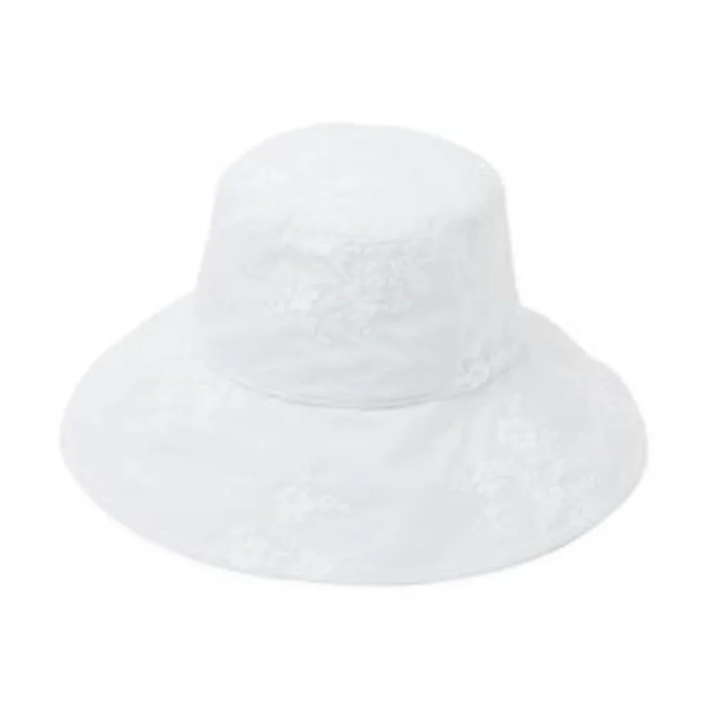 Janie and Jack Blue and White Floral Embroidered Sun Hat